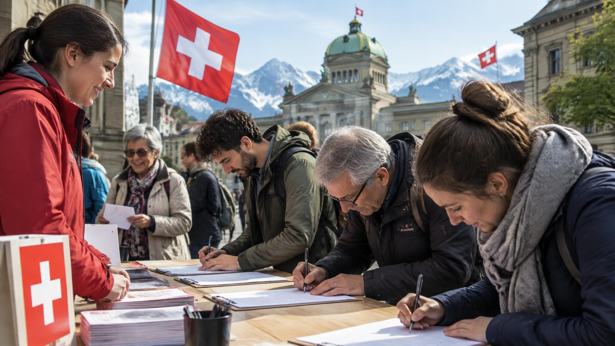 swiss citizens collecting signatures